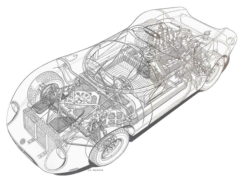 Alfa Romeo Type 33 Stradale cutaway drawing