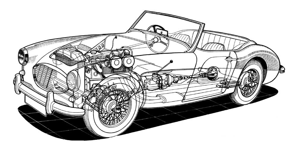 Austin Healey cutaway drawing