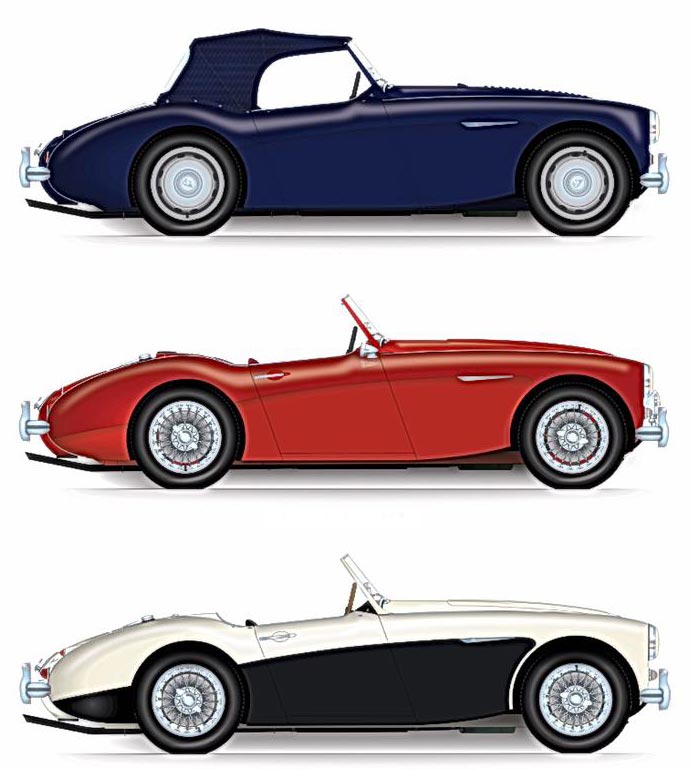 Austin Healey 100 side views