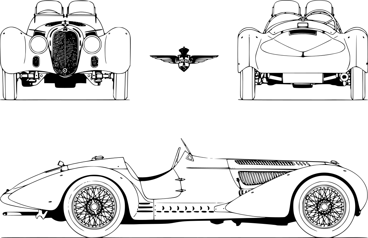 Alfa Romeo 8C 2900B technical drawing