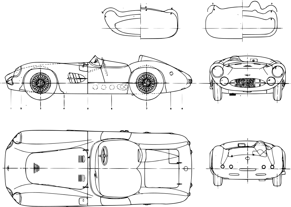Aston Martin DBR1 300 technical drawing