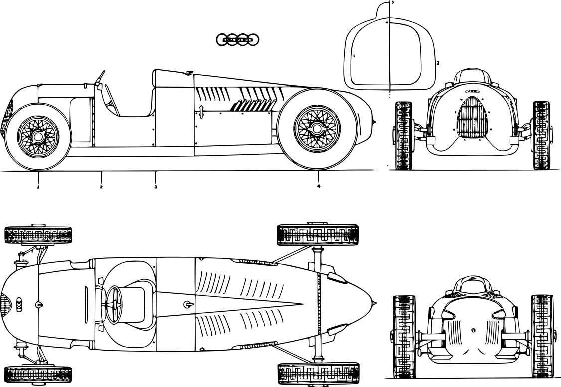 Auto Union Type C technical drawing