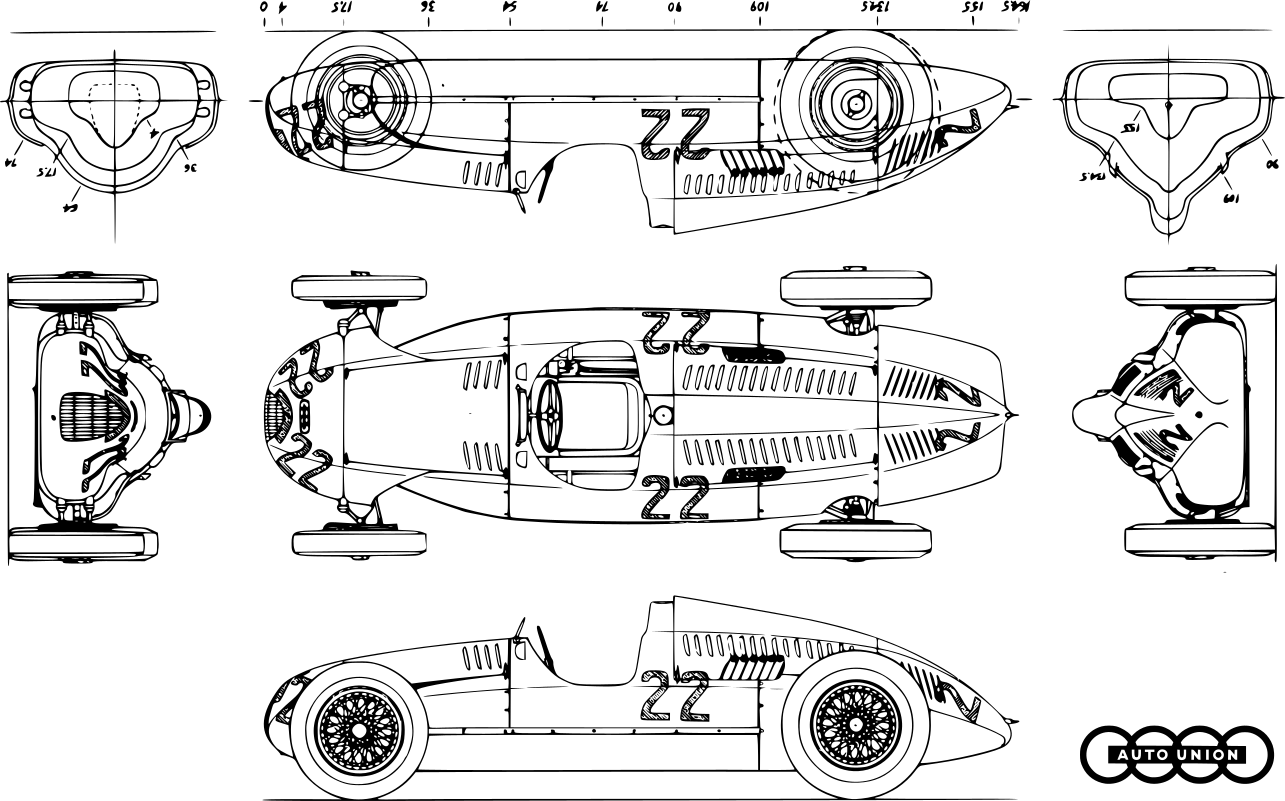 Auto Union Type D technical drawing