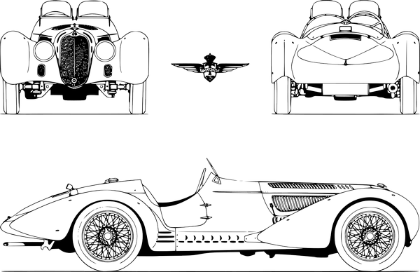 Alfa Romeo 8C 2900B technical drawing