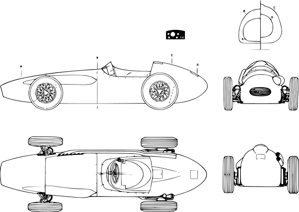 Aston Martin DBR4 250 GP technical drawing