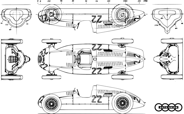 Auto Union Type D technical drawing