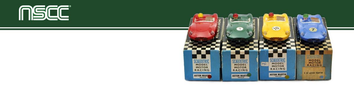 NSCC logo and four Scalextric cars