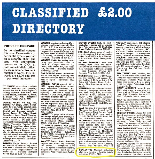 An advert for the NSCC in the Collectors Gazette
