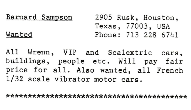 Bernard Sampson's advert