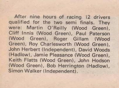 Johnny Herbert qualifies for the semi final of the 1979 South of England Scalextric Championship