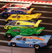 A grid of BRM cars for the 24 hour race