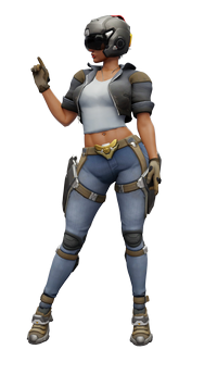 Roxy Racer, a humanoid robot with a crash helmet