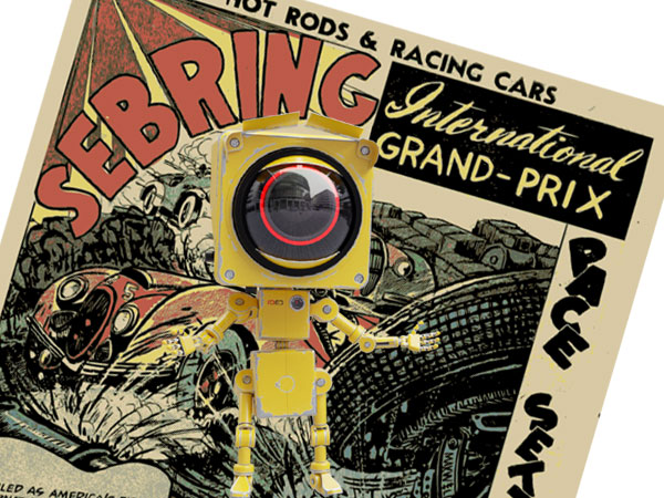 Dashcam with the title page from the Sebring story