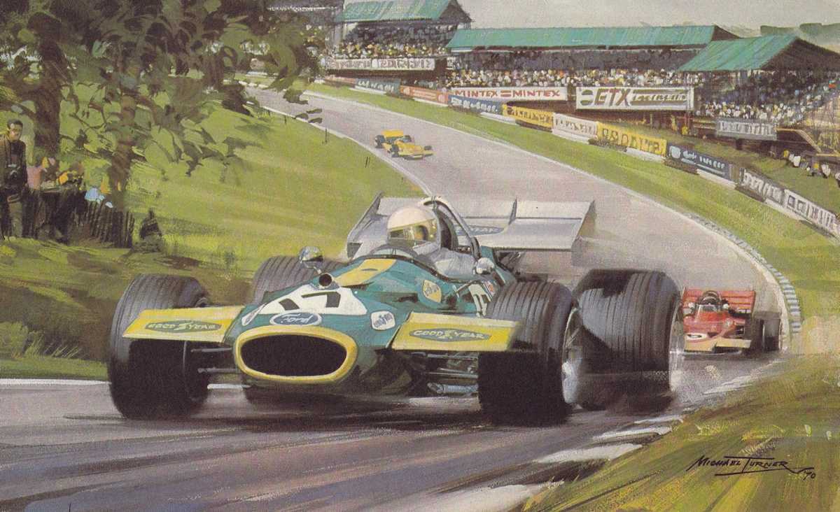 A Brabham and a Lotus at Brands Hatch