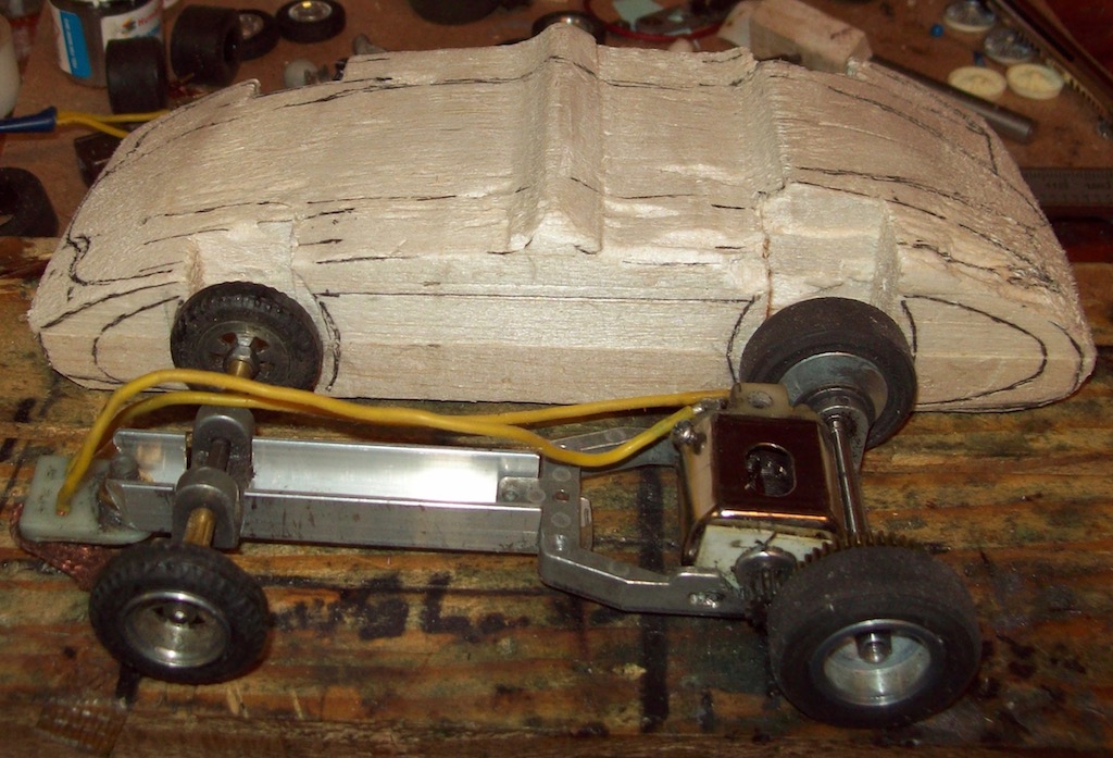 Scratch built slot car chassis shop