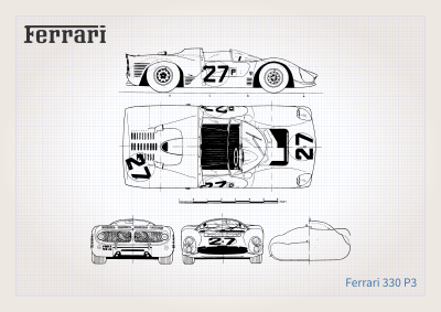 Car plan poster for a Ferrari 330 P3