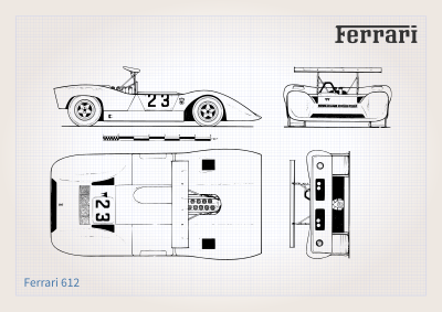 Car plan poster for a Ferrari 612