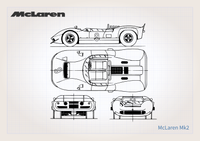 Car plan poster for a McLaren Mk2