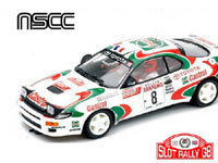 NSCC logo and Toyota Rally slot car