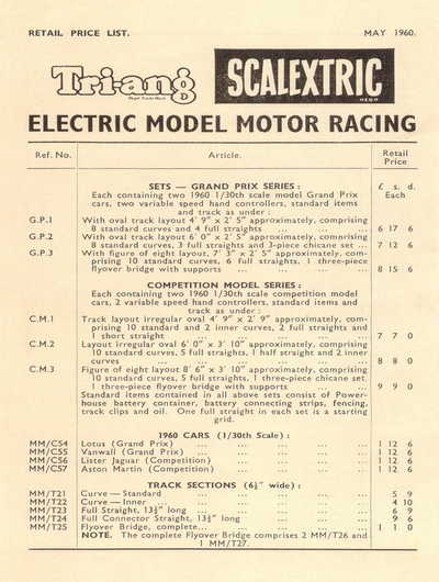 Scalextric Catalogue 1960 page 5