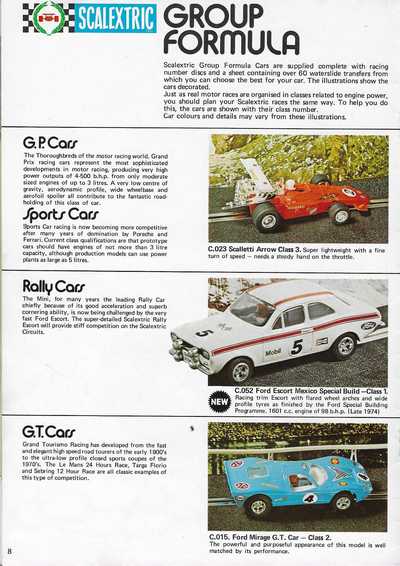 Scalextric Catalogue 1974 page 8