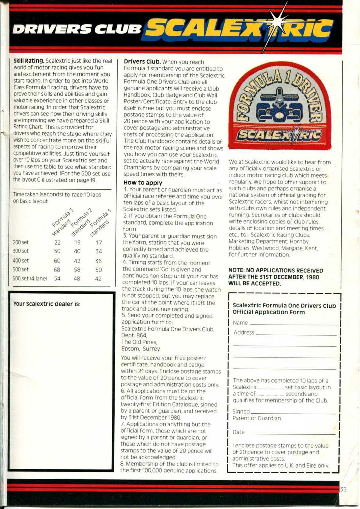 Scalextric Catalogue 1980 page 35