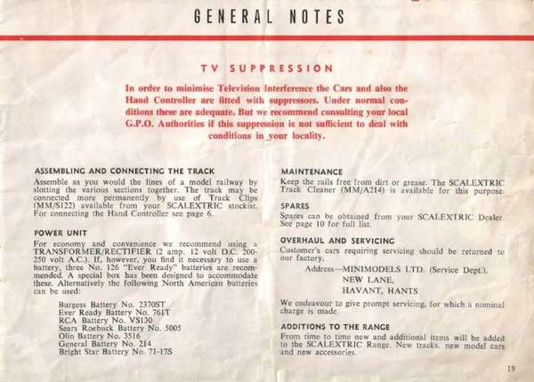 Scalextric Catalogue 1961 page 19