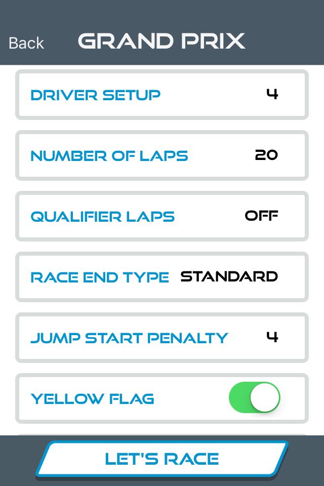 ARC Pro Grand Prix set up screen