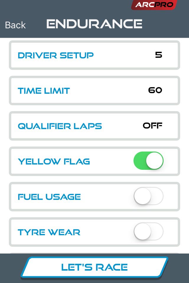 Endurance Race set upscreen