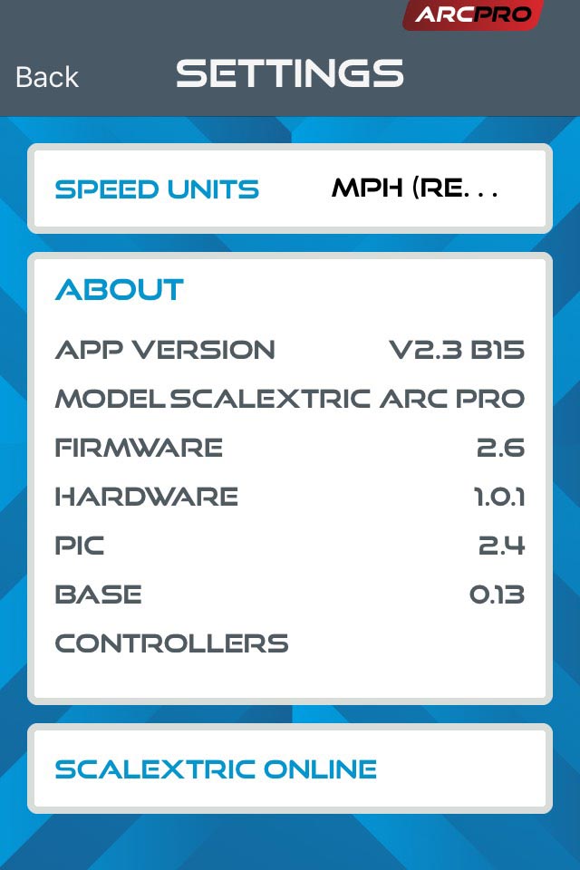 Settings screen showing PIC 2.4