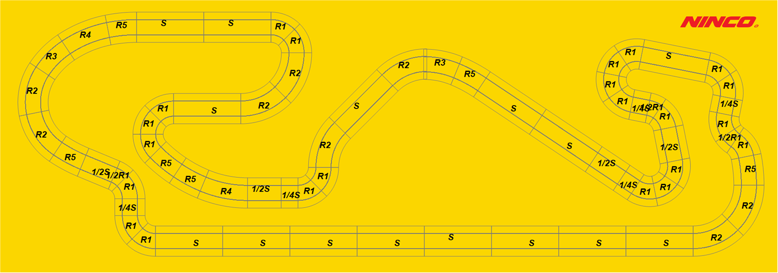 Ninco track plan of Catalunya Circuit