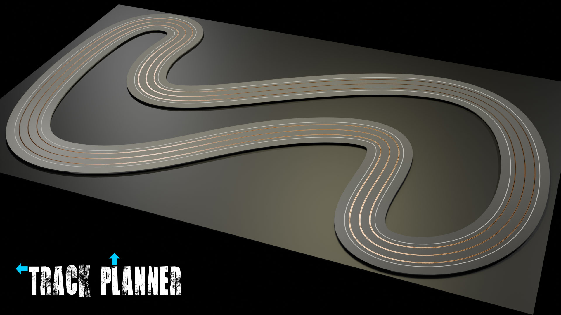 Routed slot track plan, rendered 3D view