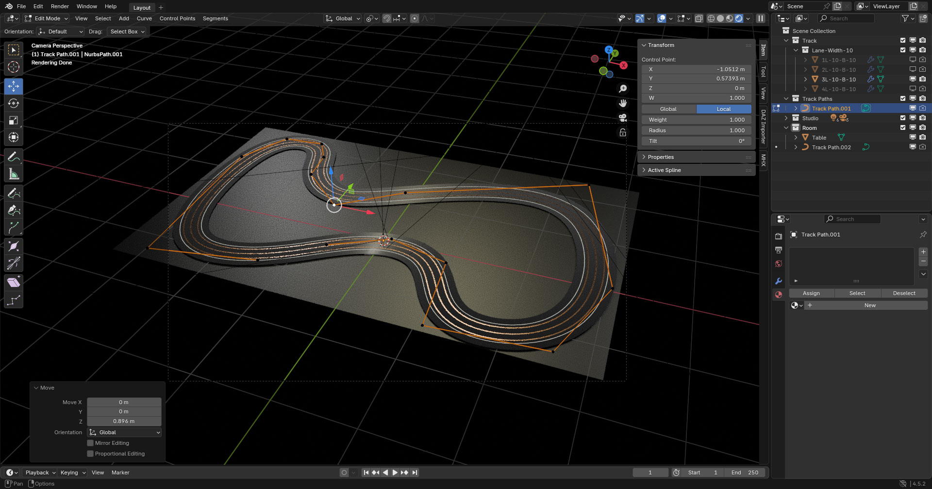 A screenshot of a 3D model of a routed slot track
