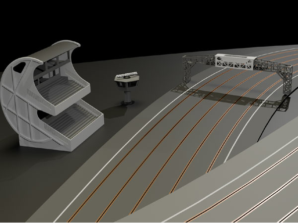 Porsche 911 slot car with a screwdriver and two wheels