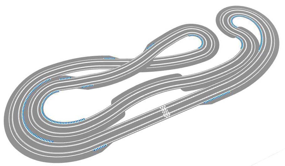 Routed, two lane track plan perspective view