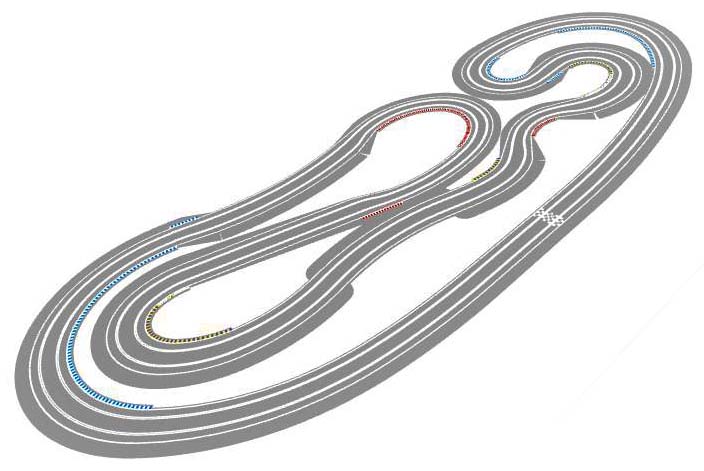 Two lane routed 1/24 slot track plan perspective view