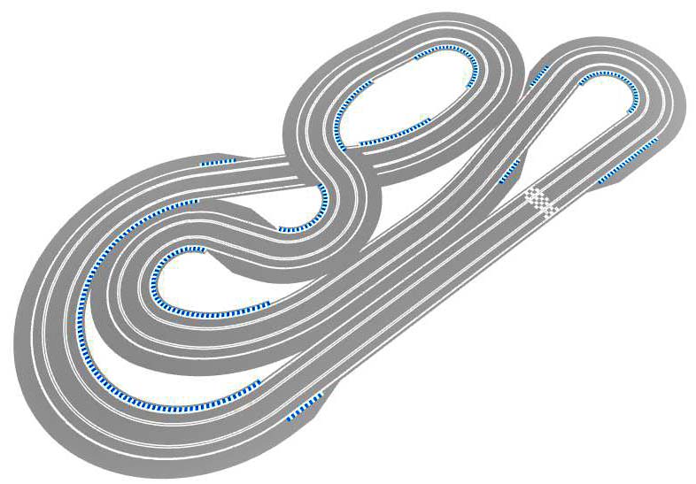 Routed, two lane track plan perspective view