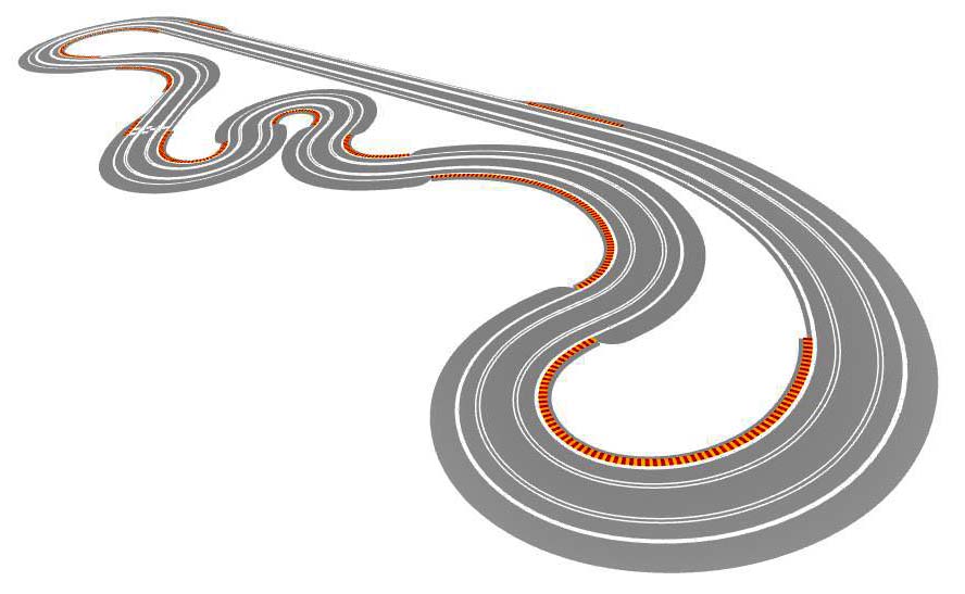 Routed, two lane track plan perspective view