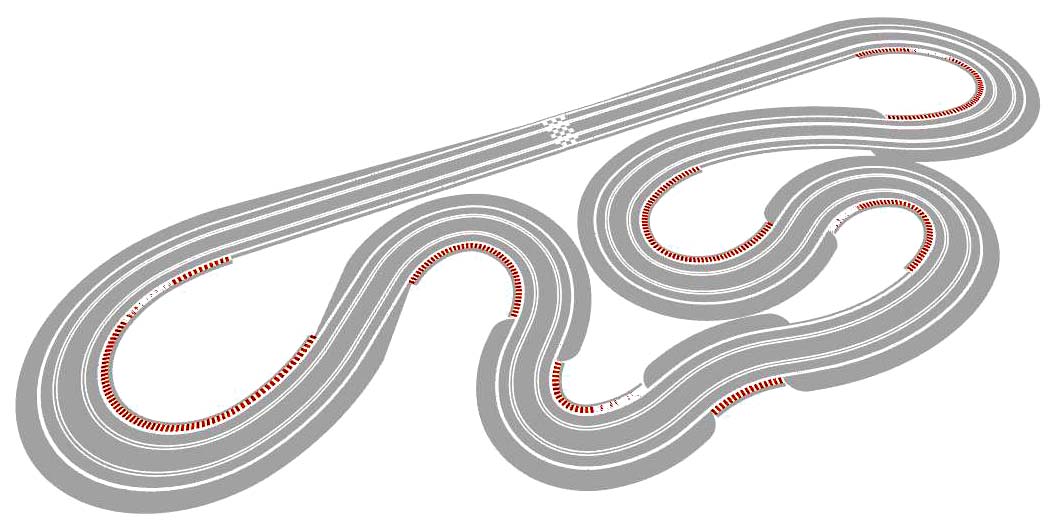 Routed, two lane track plan perspective view