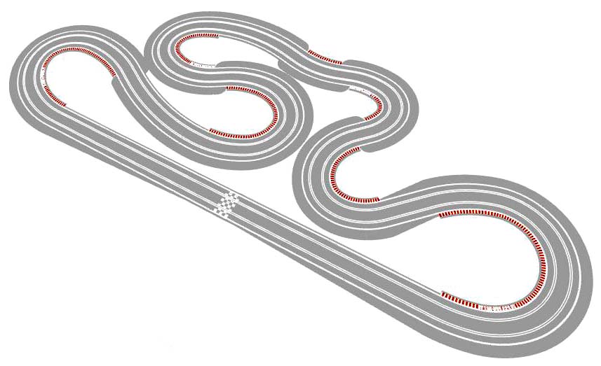 Routed, two lane track plan perspective view