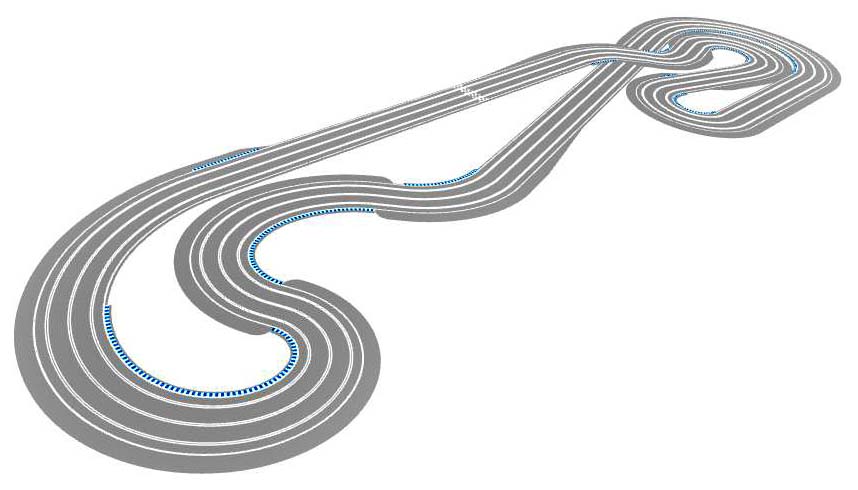 Routed, three lane track plan