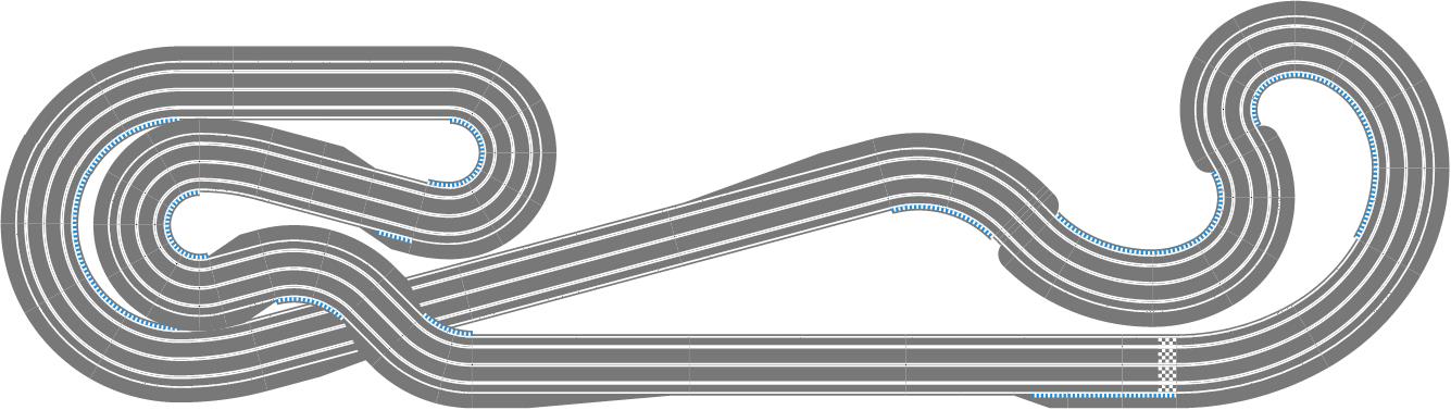 Routed, three lane track plan