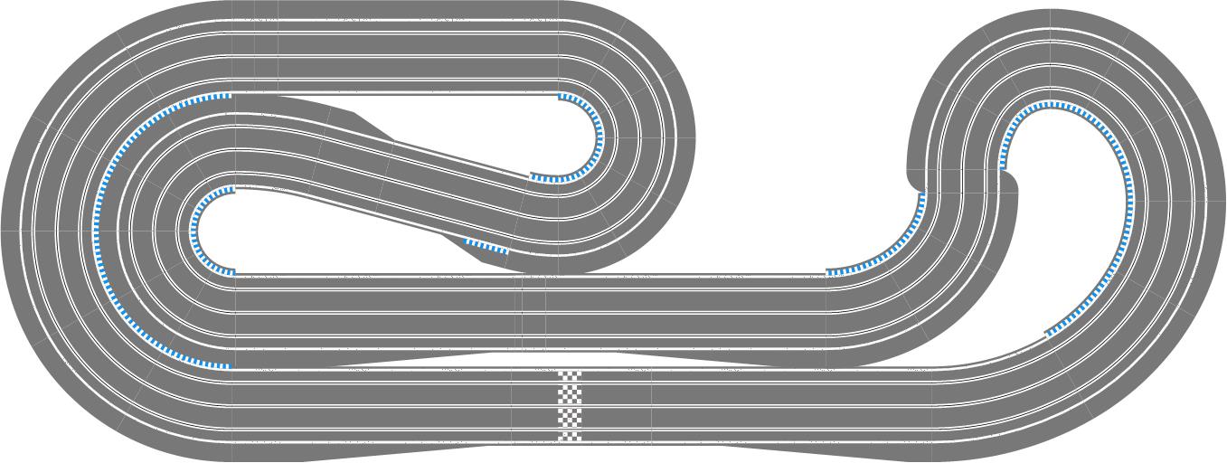 Routed, three lane slot track plan