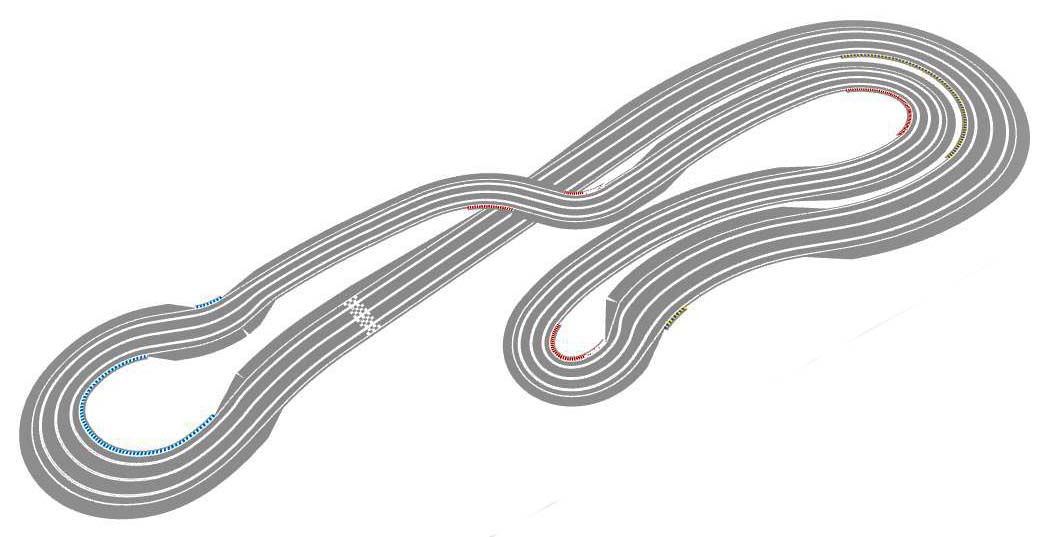 Two lane routed slot track plan perspective view