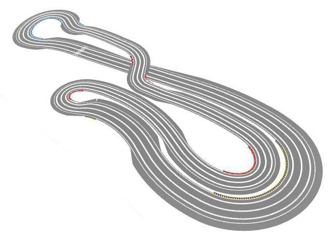 Two lane routed slot track plan perspective view