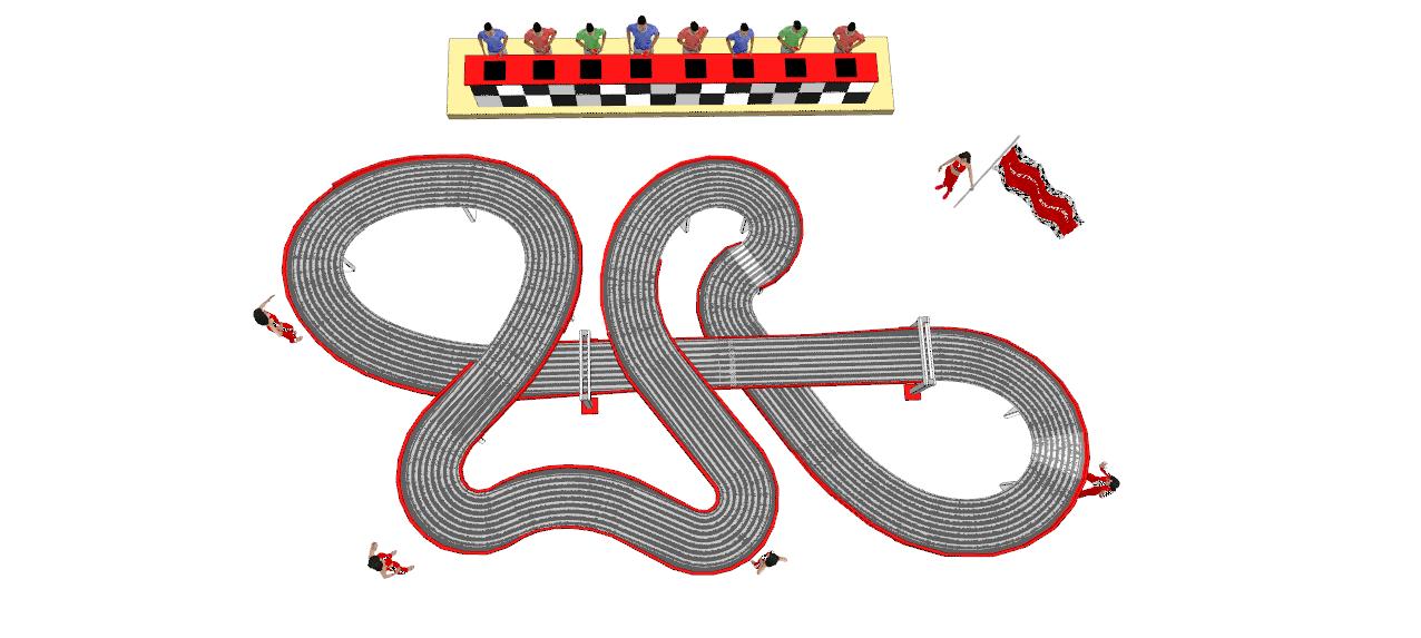 Routed, two lane valley bridge track plan 3d
