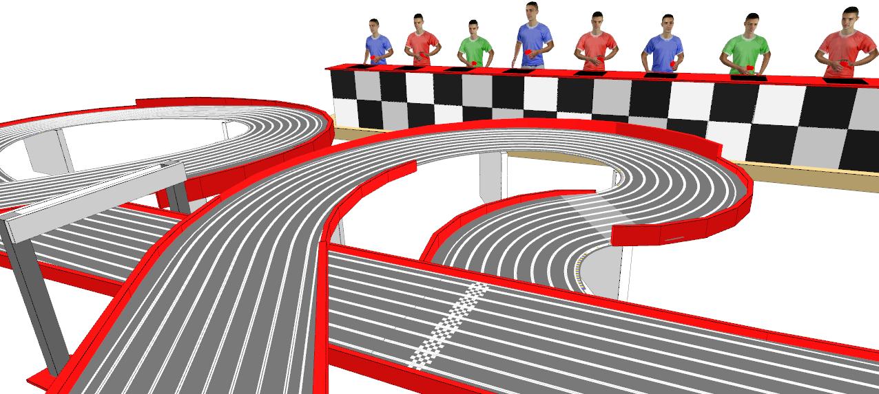 Routed, two lane valley bridge track plan 3d
