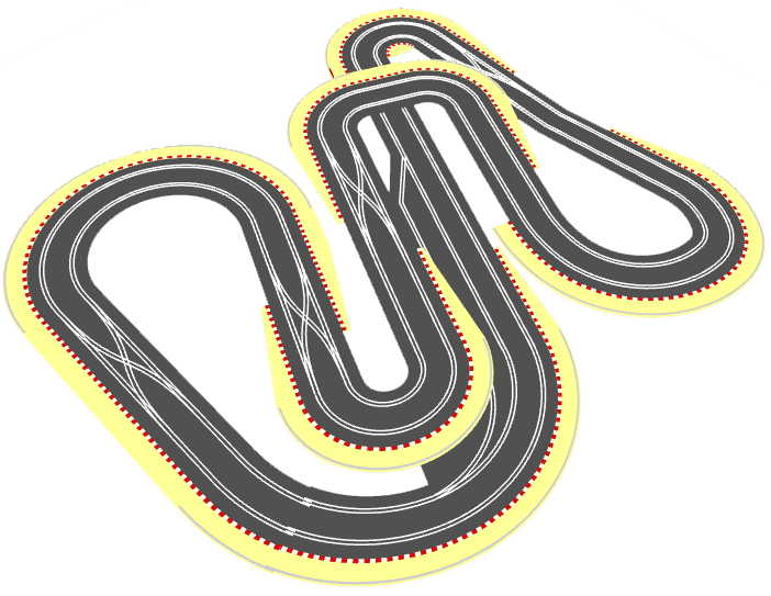 6 foot by 6 foot Scalextric Digital layout 3d