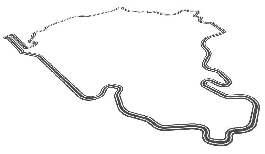 Nurburgring Scalextric layout perspective view