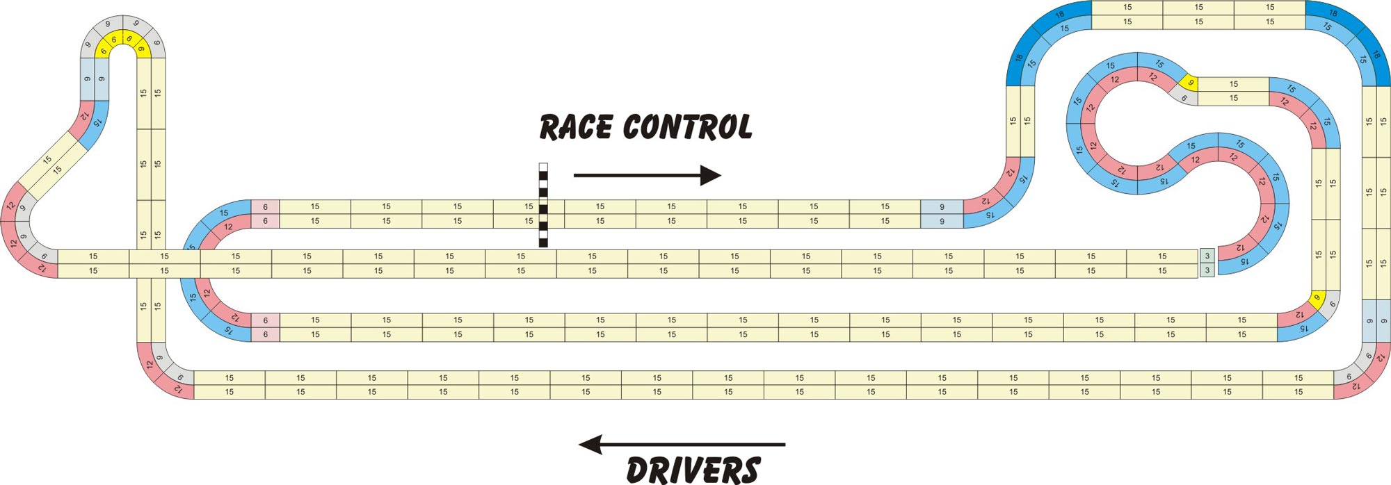 A four lane, Tomy AFX slot track layout